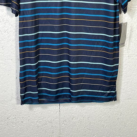 PGA TOUR Men's Fine Line Print Short Sleeve Golf Polo Shirt blue small - Picture 4 of 9